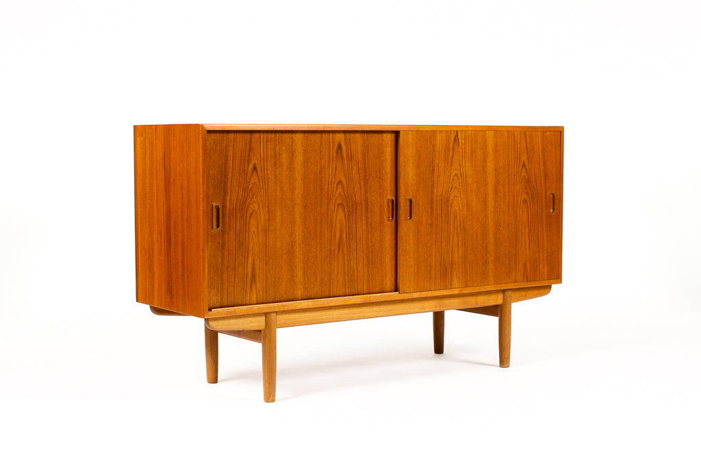 #2103 — Danish Modern / Mid Century Teak Credenza / Sideboard— Borge Mogensen for Søborg — Sliding Doors