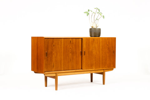#2103 — Danish Modern / Mid Century Teak Credenza / Sideboard— Borge Mogensen for Søborg — Sliding Doors