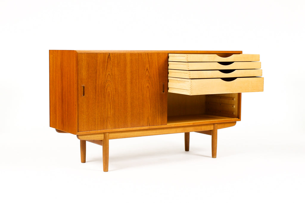 #2103 — Danish Modern / Mid Century Teak Credenza / Sideboard— Borge Mogensen for Søborg — Sliding Doors