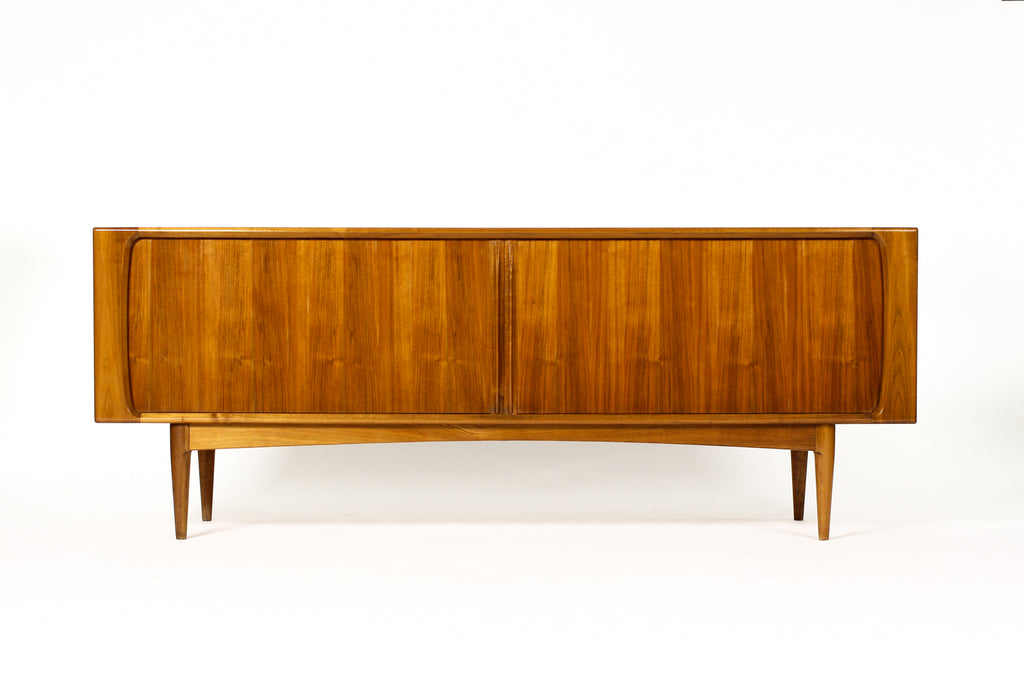#2020 — Danish Modern / Mid Century Walnut Tambour Door Credenza — Model #142 — Bernhard Pedersen & Son