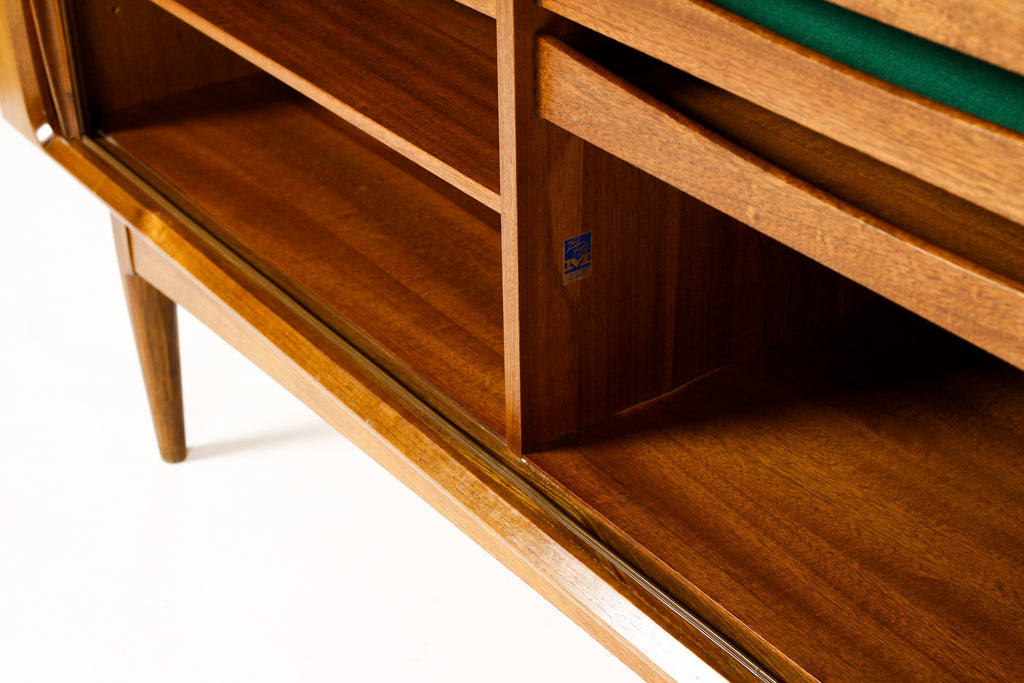 #2020 — Danish Modern / Mid Century Walnut Tambour Door Credenza — Model #142 — Bernhard Pedersen & Son