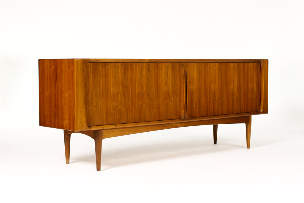 #2020 — Danish Modern / Mid Century Walnut Tambour Door Credenza — Model #142 — Bernhard Pedersen & Son
