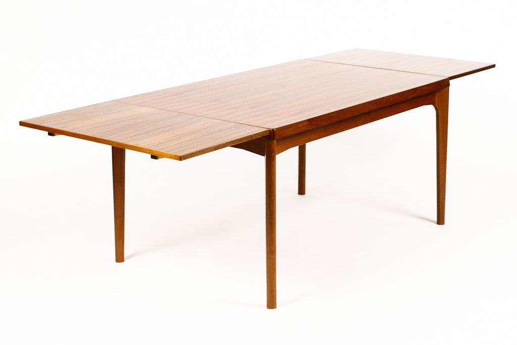 #1525 — Danish Modern / Mid Century Teak Expandable Dining Table — Rectangular — Draw Leaf — Vejle Stole Møbelfabrik