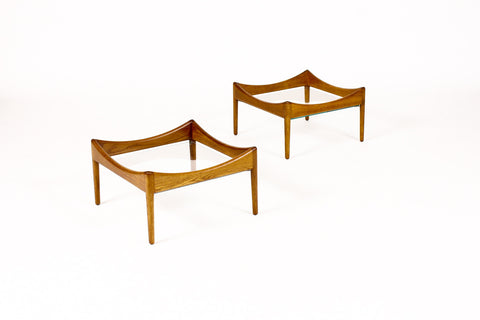 #1011 — Danish Modern / Mid Century Modus End / Coffee Tables by Kristian Vedel for Soren Willadsen — Glass Top — Pair
