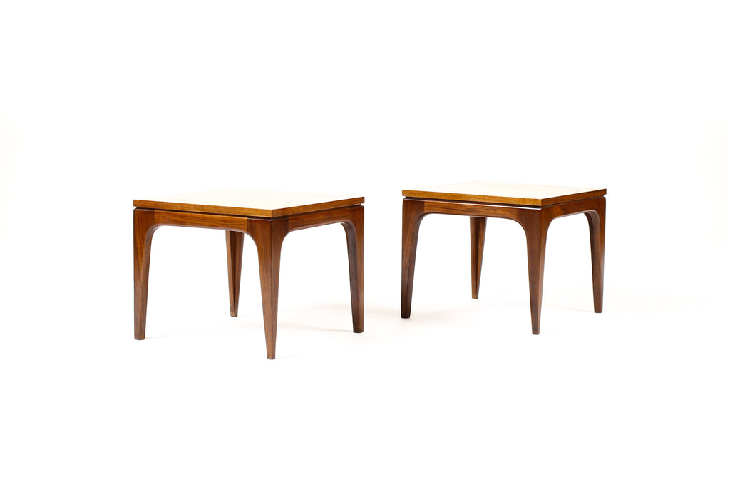 #1656 — Danish Modern / Mid Century Square Walnut Side Tables — Pair
