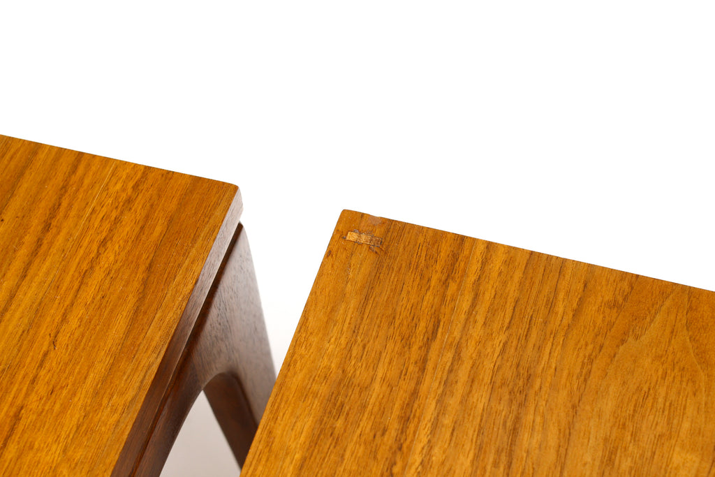 #1656 — Danish Modern / Mid Century Square Walnut Side Tables — Pair