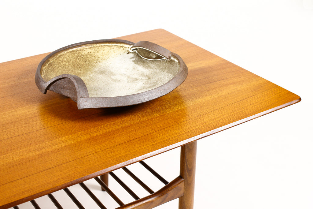 #1551 — Modernist Hand-Built Stoneware Sculptural Footed Bowl — Matte White Glaze — JR2