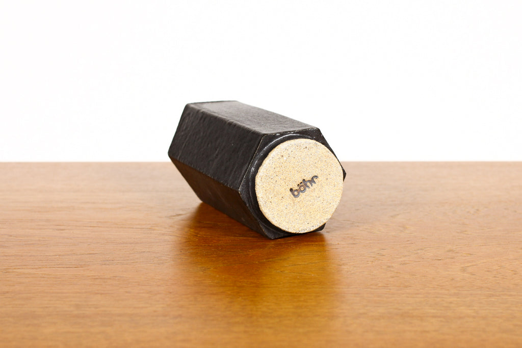 #1462 — Stoneware Hex Tool / Pencil Holder — Matte Black Glaze