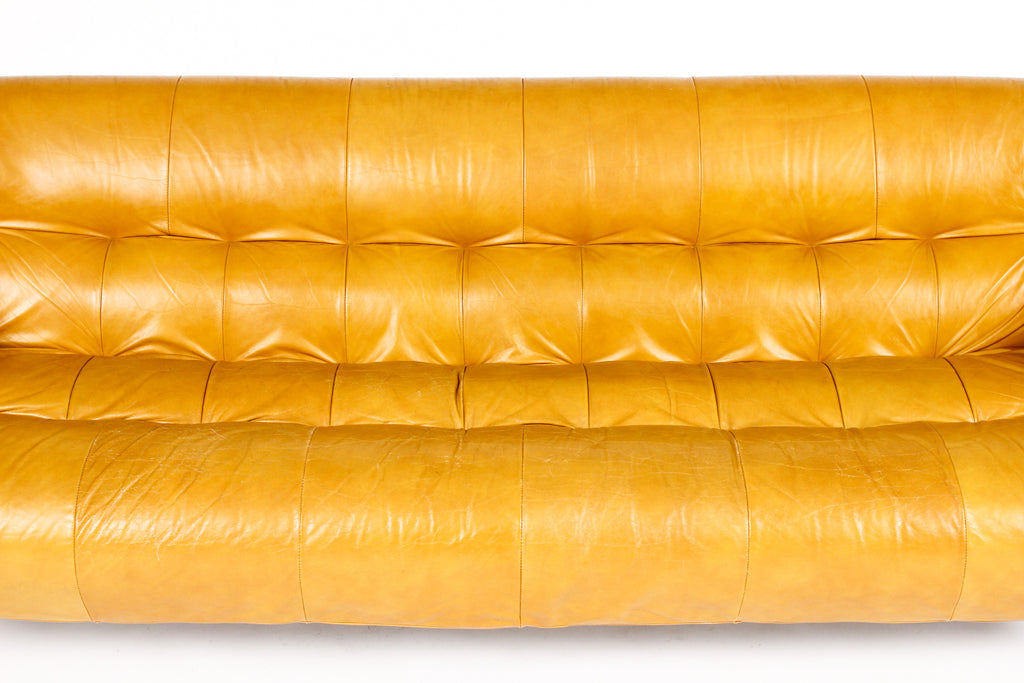#2098 – Mid Century Brazilian Modernist Sofa – Percival Lafer MP-97 – Rosewood + Butterscotch Leather
