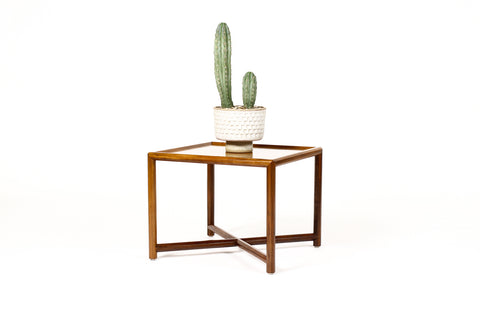 #1980 — Danish Modern / Mid Century Square Walnut Janus Side Table — Edward Wormley for Dunbar