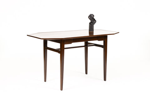 #2094 — Mid Century Vintage Mahogany Writing Desk — Edward Wormley for Dunbar — Octagonal Top