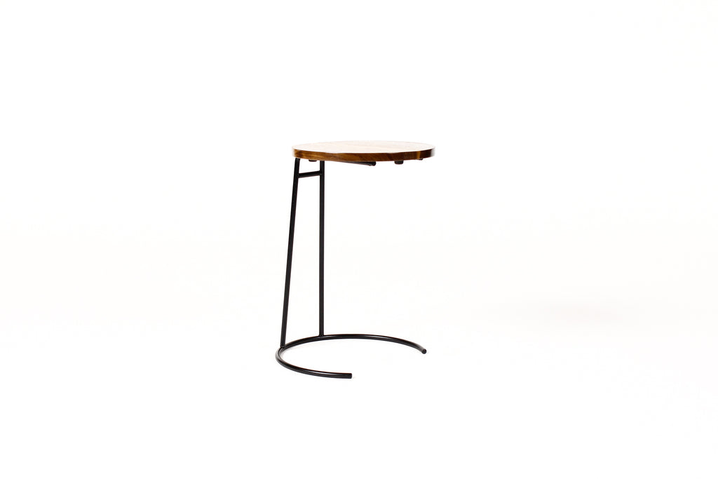 #1806 — Mid Century Vintage Jens Risom Stacking Side Table Model #T-710 — Walnut + Iron