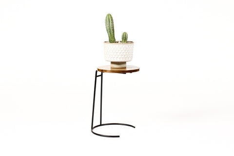 #1806 — Mid Century Vintage Jens Risom Stacking Side Table Model #T-710 — Walnut + Iron