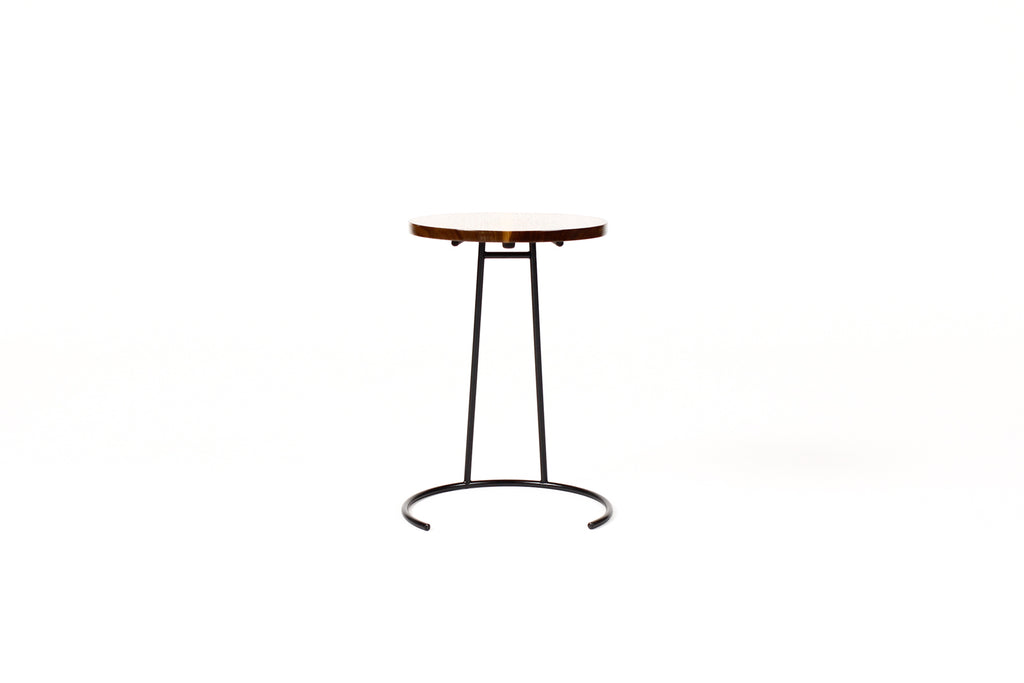 #1806 — Mid Century Vintage Jens Risom Stacking Side Table Model #T-710 — Walnut + Iron