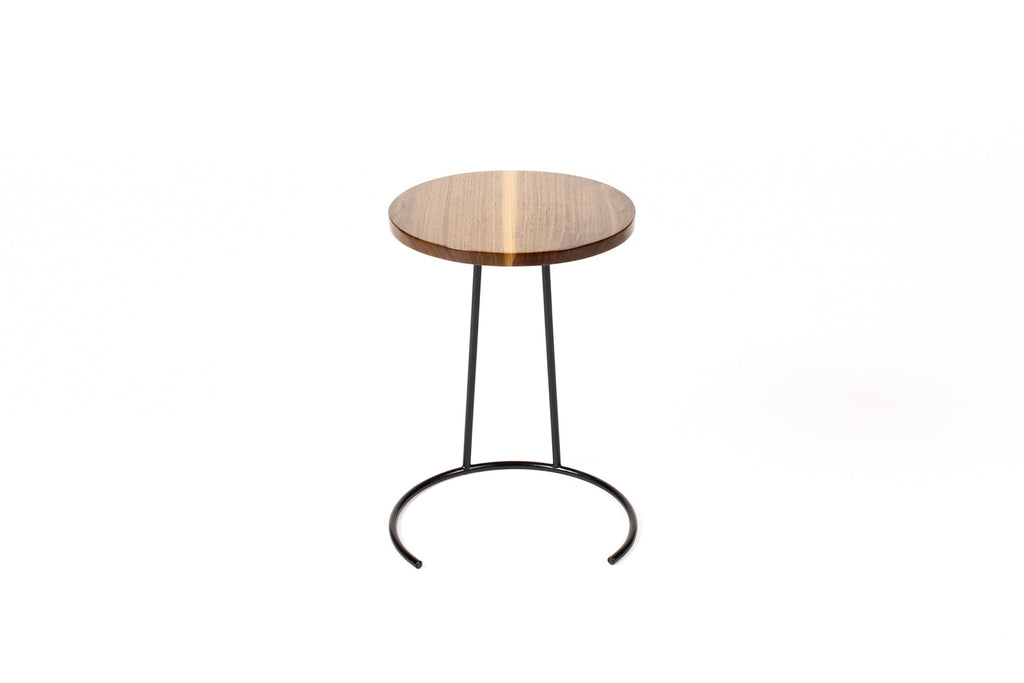 #1806 — Mid Century Vintage Jens Risom Stacking Side Table Model #T-710 — Walnut + Iron