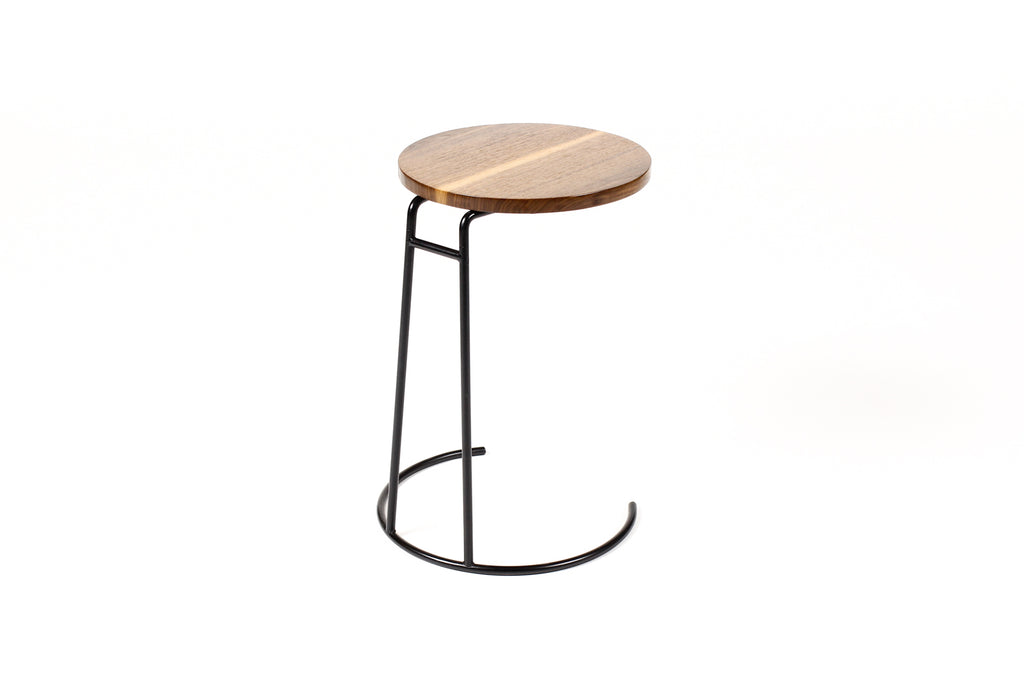 #1806 — Mid Century Vintage Jens Risom Stacking Side Table Model #T-710 — Walnut + Iron