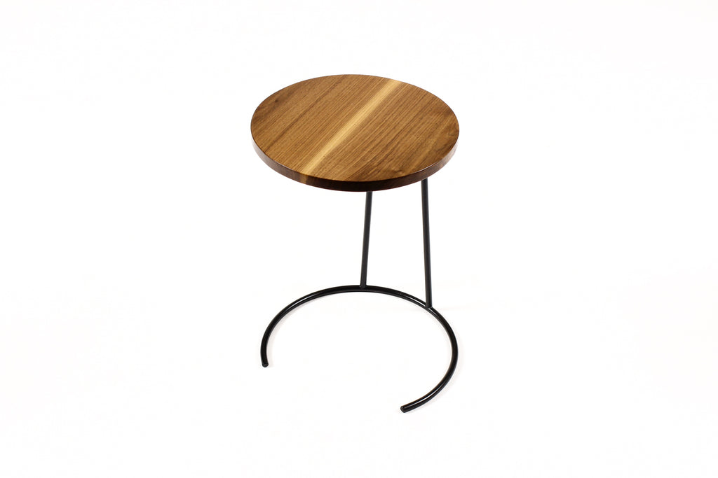 #1806 — Mid Century Vintage Jens Risom Stacking Side Table Model #T-710 — Walnut + Iron