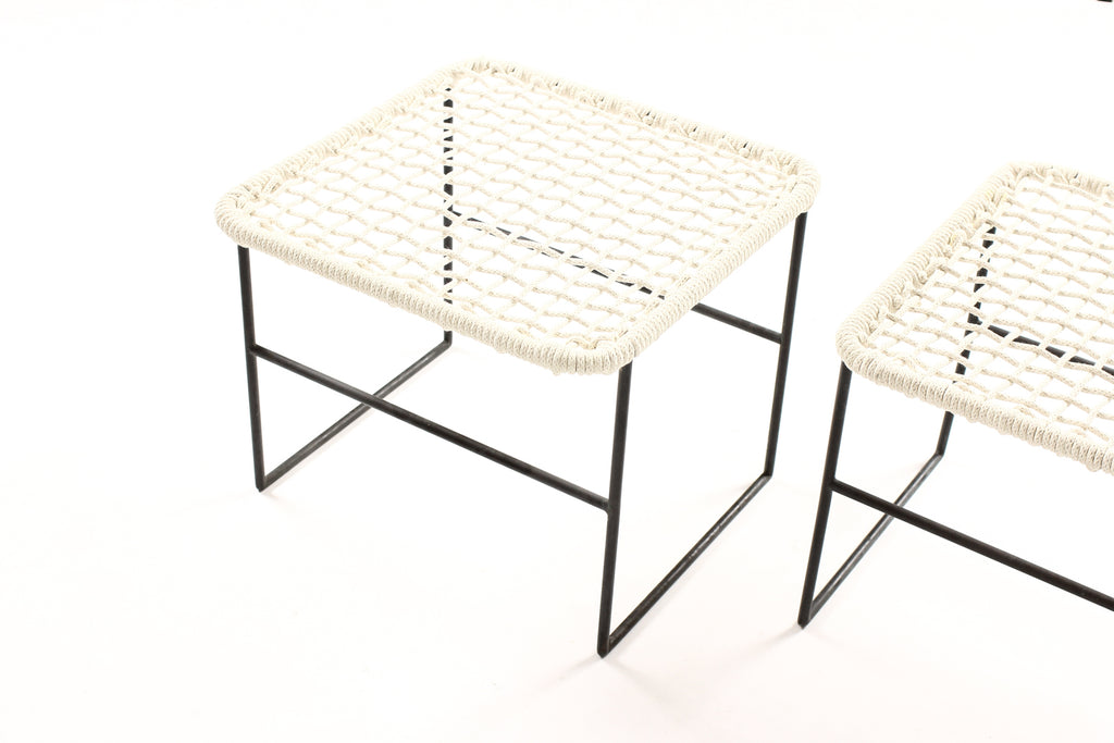 #1729 – Mid Century Bronze Patio Ottomans / Side Tables – Kurt Voss Metals