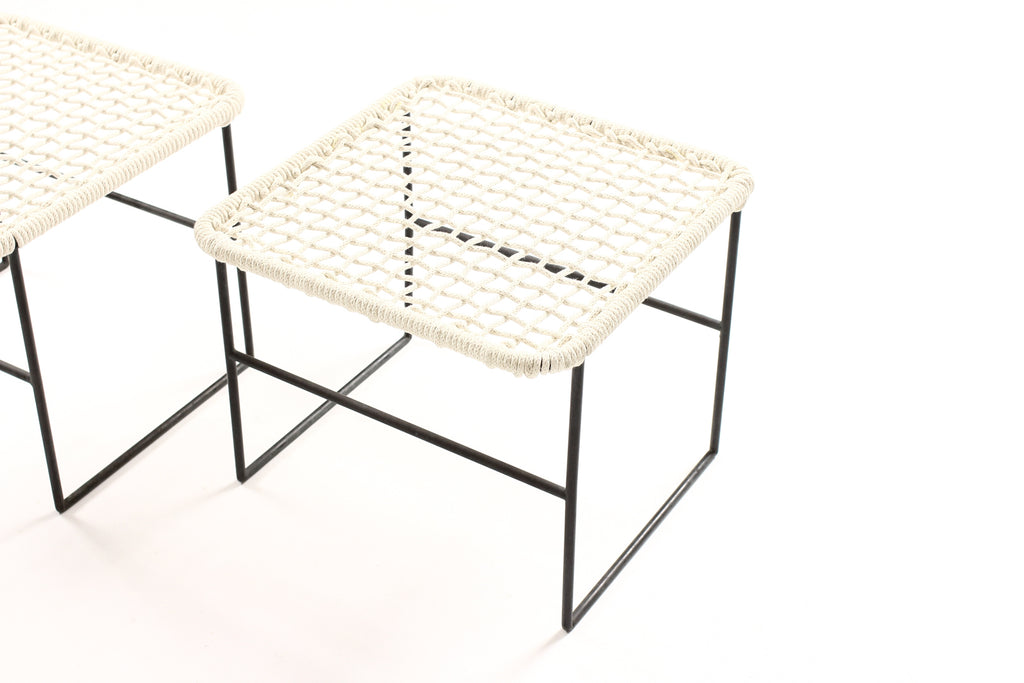 #1729 – Mid Century Bronze Patio Ottomans / Side Tables – Kurt Voss Metals