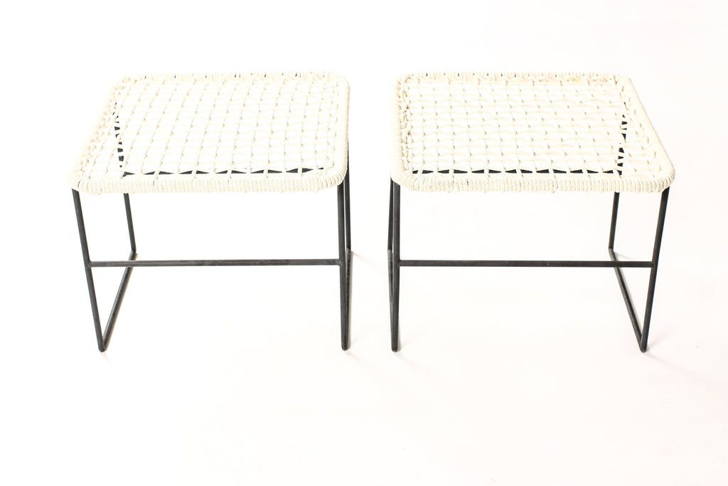 #1729 – Mid Century Bronze Patio Ottomans / Side Tables – Kurt Voss Metals