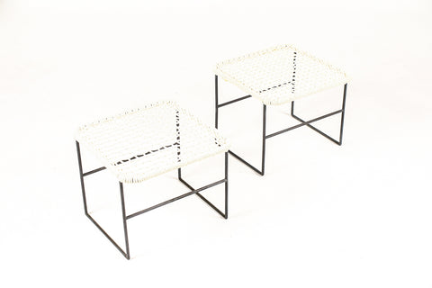 #1729 – Mid Century Bronze Patio Ottomans / Side Tables – Kurt Voss Metals
