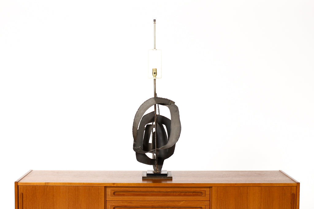 #1790 — Mid Century Vintage 70’s Brutalist Torch Cut Table Lamp - Harry Balmer for Laurel