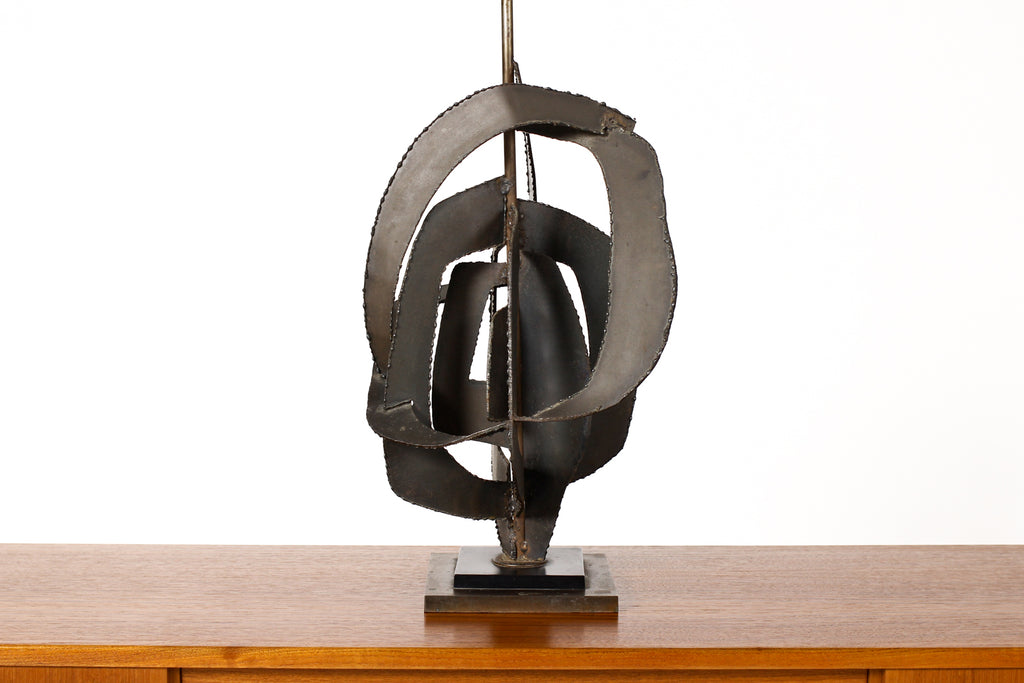#1790 — Mid Century Vintage 70’s Brutalist Torch Cut Table Lamp - Harry Balmer for Laurel