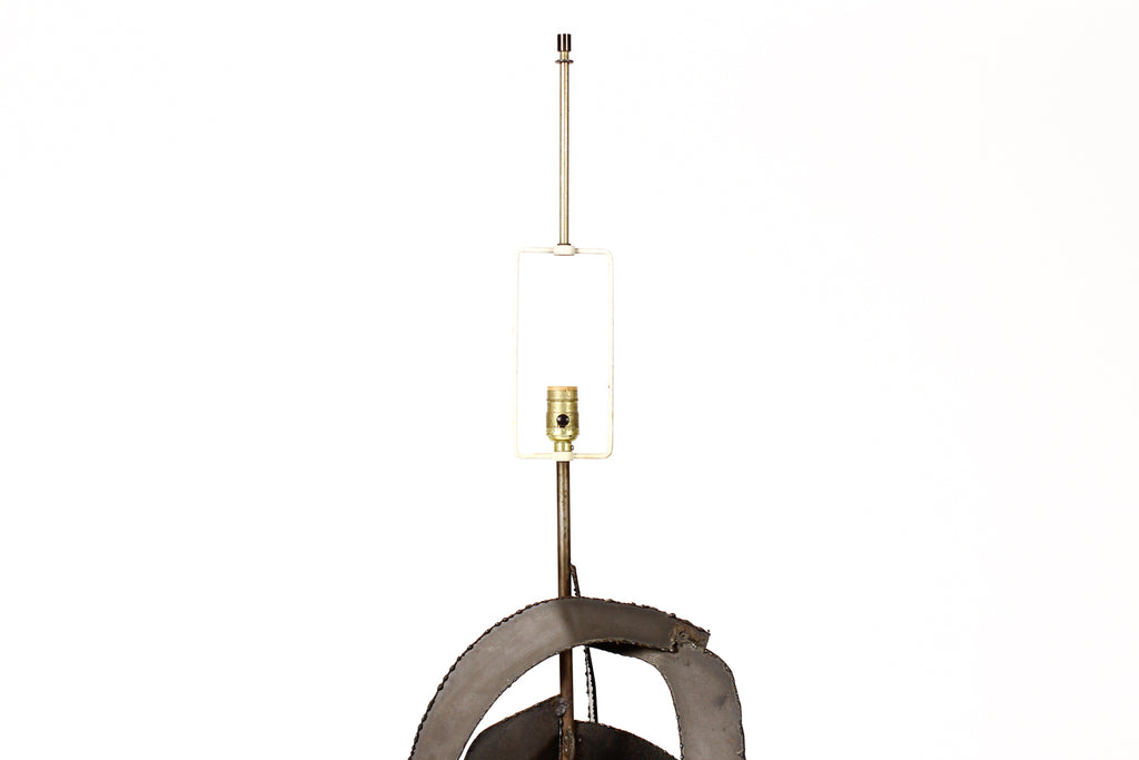 #1790 — Mid Century Vintage 70’s Brutalist Torch Cut Table Lamp - Harry Balmer for Laurel