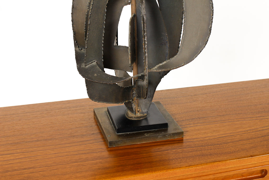 #1790 — Mid Century Vintage 70’s Brutalist Torch Cut Table Lamp - Harry Balmer for Laurel
