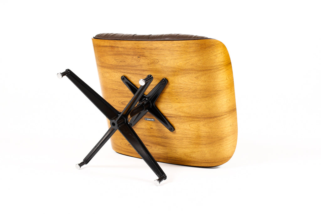 #2077 — Mid Century Vintage Rosewood 671 Ottoman — Charles Eames for Herman Miller — Original Brown leather
