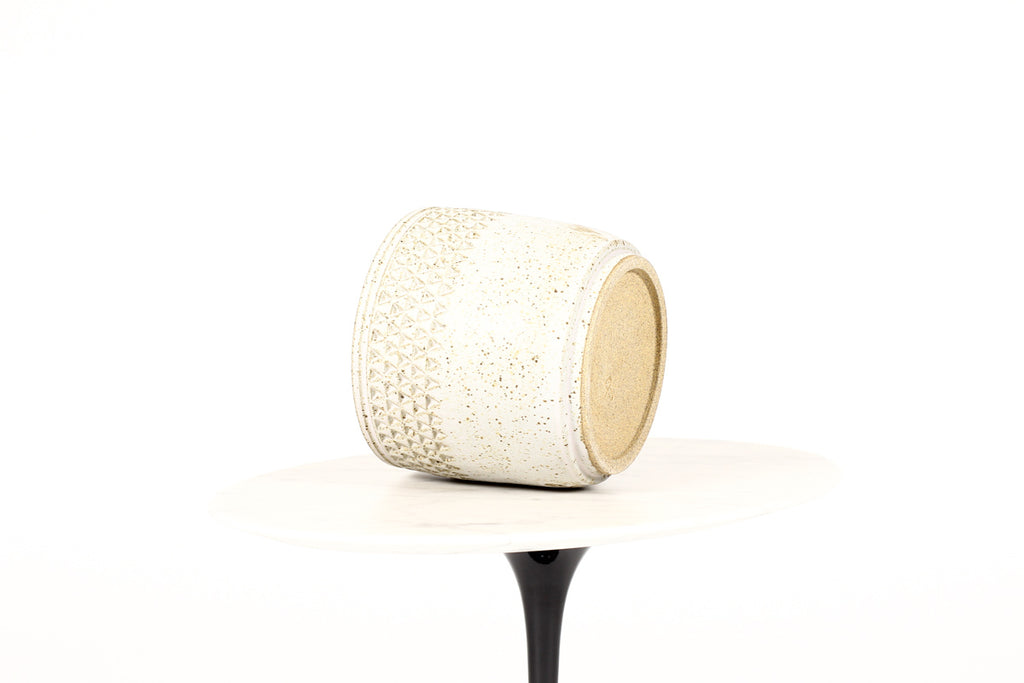 #1414 —Ceramic Stoneware Planter —Small Delta pattern —White Glaze — P53