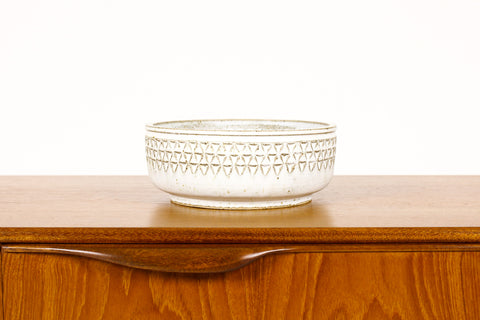#1494 —Ceramic Stoneware Planter —Small Delta pattern —White Glaze — P62