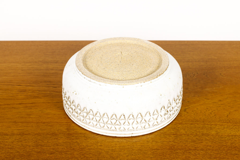#1494 —Ceramic Stoneware Planter —Small Delta pattern —White Glaze — P62