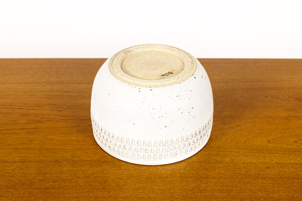 #1497 —Ceramic Stoneware Planter —Small Facet pattern —White Glaze — P65