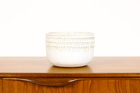 #1504 —Ceramic Stoneware Planter —Large Facet pattern —White Glaze — P72