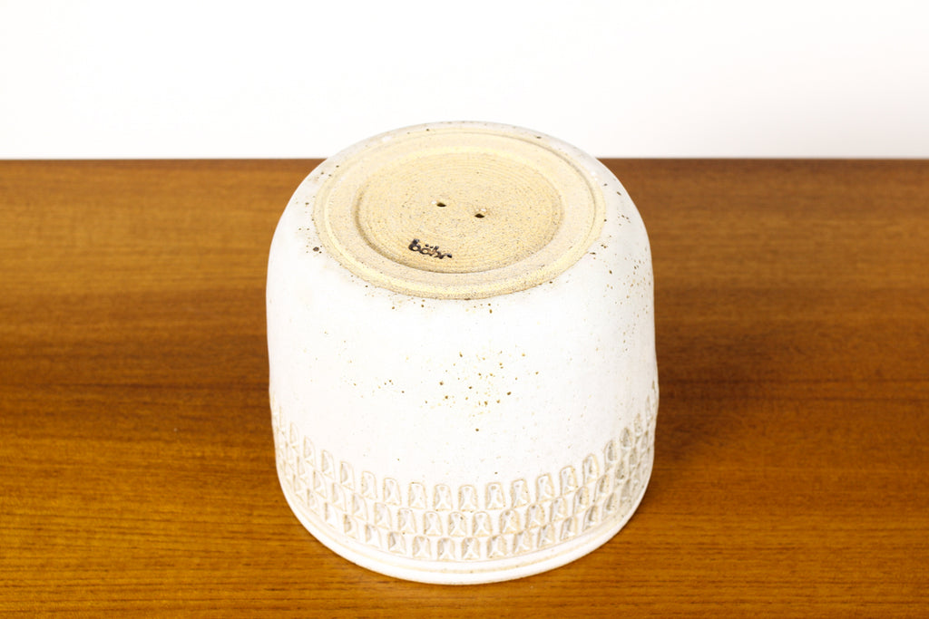 #1567 —Ceramic Stoneware Modernist Planter — Large Facet pattern — Matte White Glaze — P84