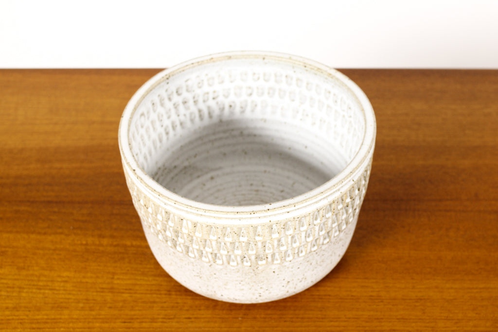 #1568 —Ceramic Stoneware Modernist Planter — Large Facet pattern — Matte White Glaze — P85