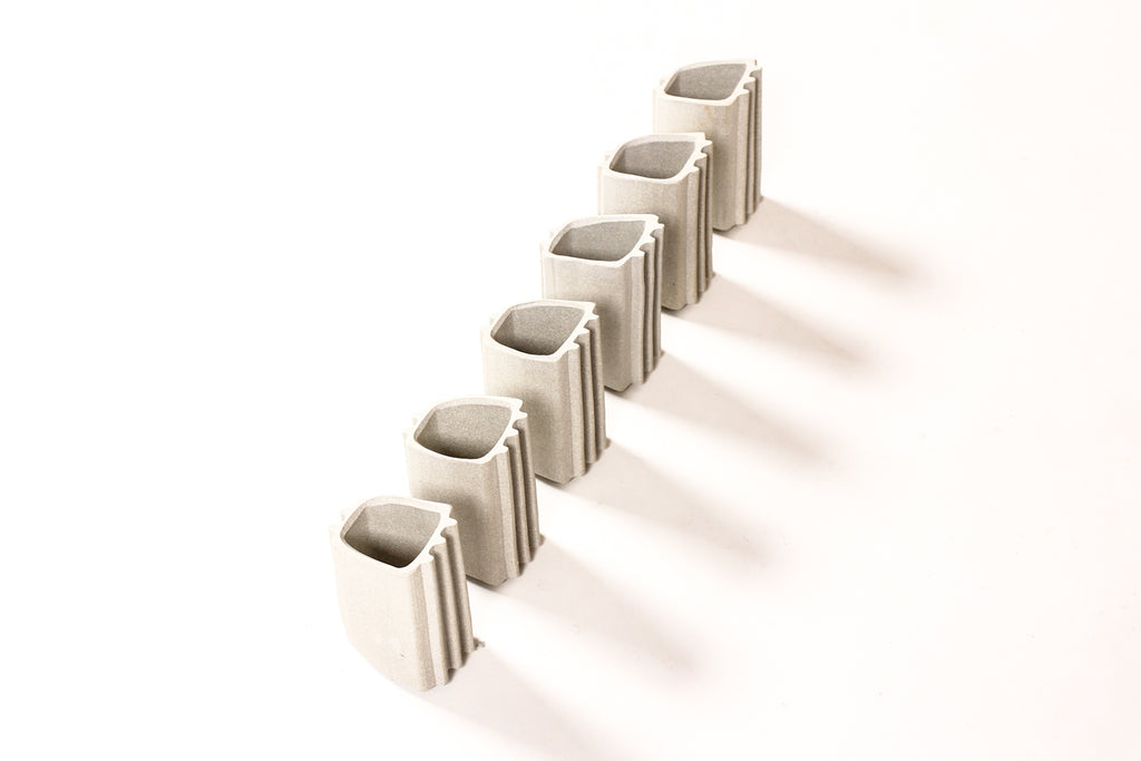 #1692 — Modernist Extruded Ceramic Tool / Pencil Holder — Wedge Profile — White Stoneware