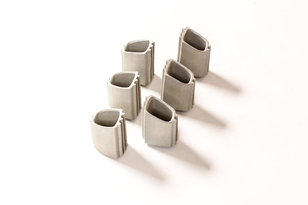 #1692 — Modernist Extruded Ceramic Tool / Pencil Holder — Wedge Profile — White Stoneware