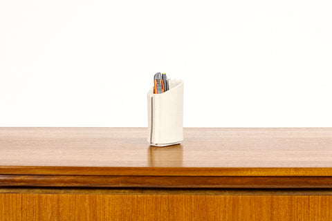 #1692 — Modernist Extruded Ceramic Tool / Pencil Holder — Wedge Profile — White Stoneware
