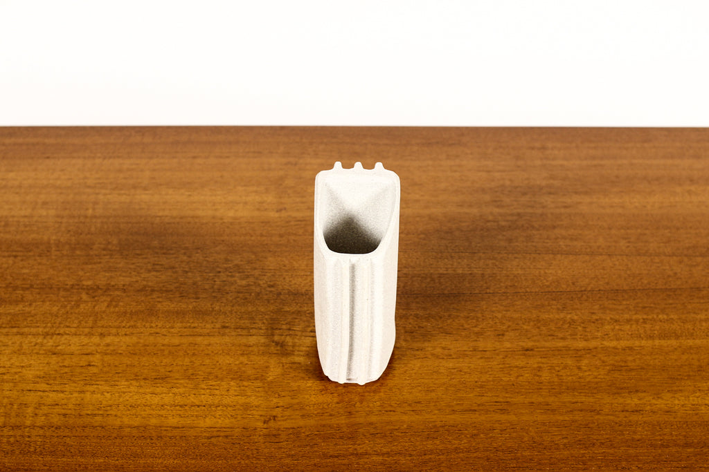 #1692 — Modernist Extruded Ceramic Tool / Pencil Holder — Wedge Profile — White Stoneware