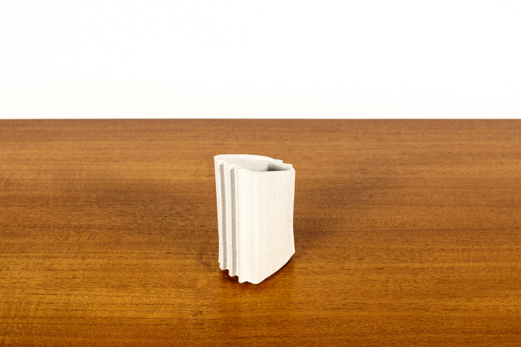 #1692 — Modernist Extruded Ceramic Tool / Pencil Holder — Wedge Profile — White Stoneware