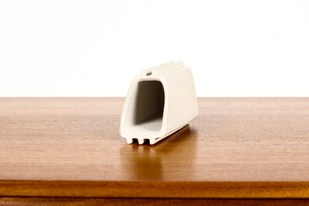 #1692 — Modernist Extruded Ceramic Tool / Pencil Holder — Wedge Profile — White Stoneware