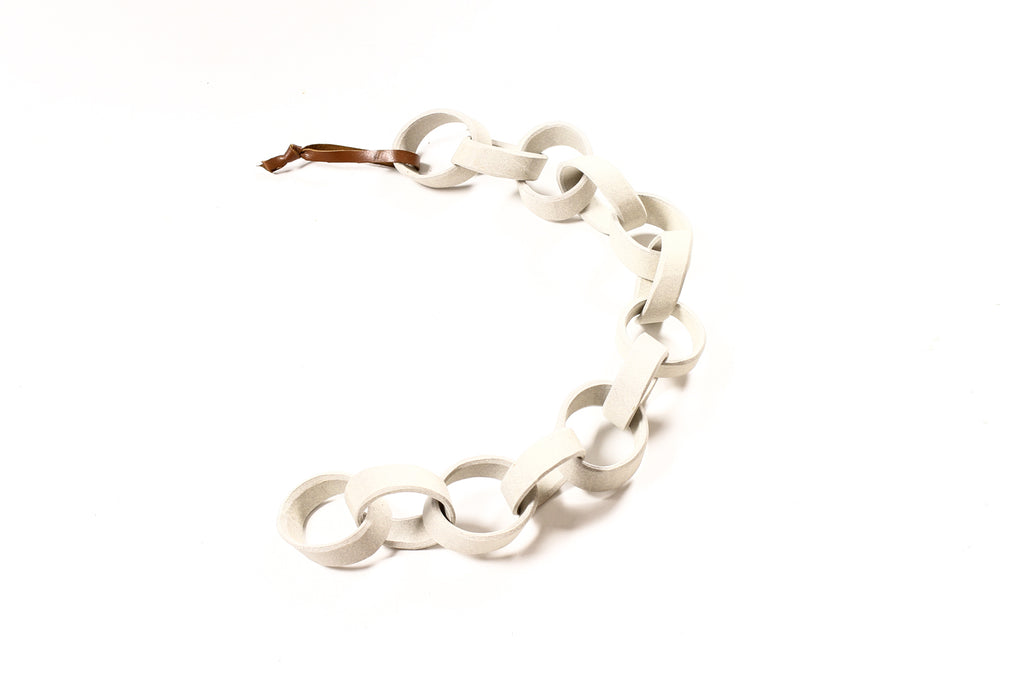 #1694 — Modernist Extruded Ceramic Wall Chain — White Stoneware — 13 Links