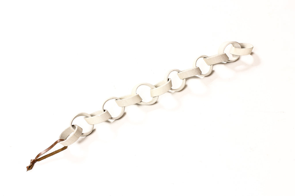 #1694 — Modernist Extruded Ceramic Wall Chain — White Stoneware — 13 Links