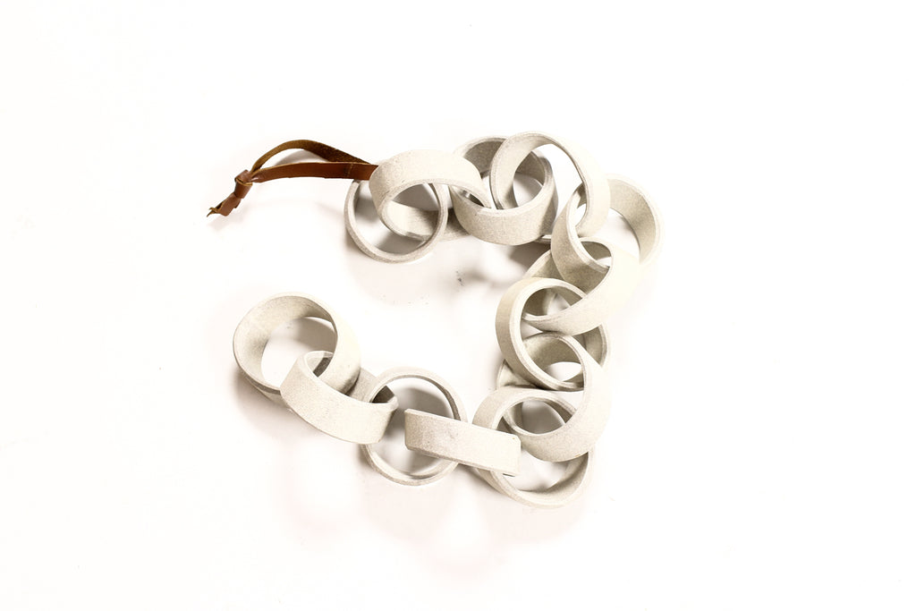#1694 — Modernist Extruded Ceramic Wall Chain — White Stoneware — 13 Links