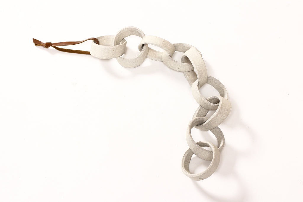 #1693 — Modernist Extruded Ceramic Wall Chain — White Stoneware — 9 Links