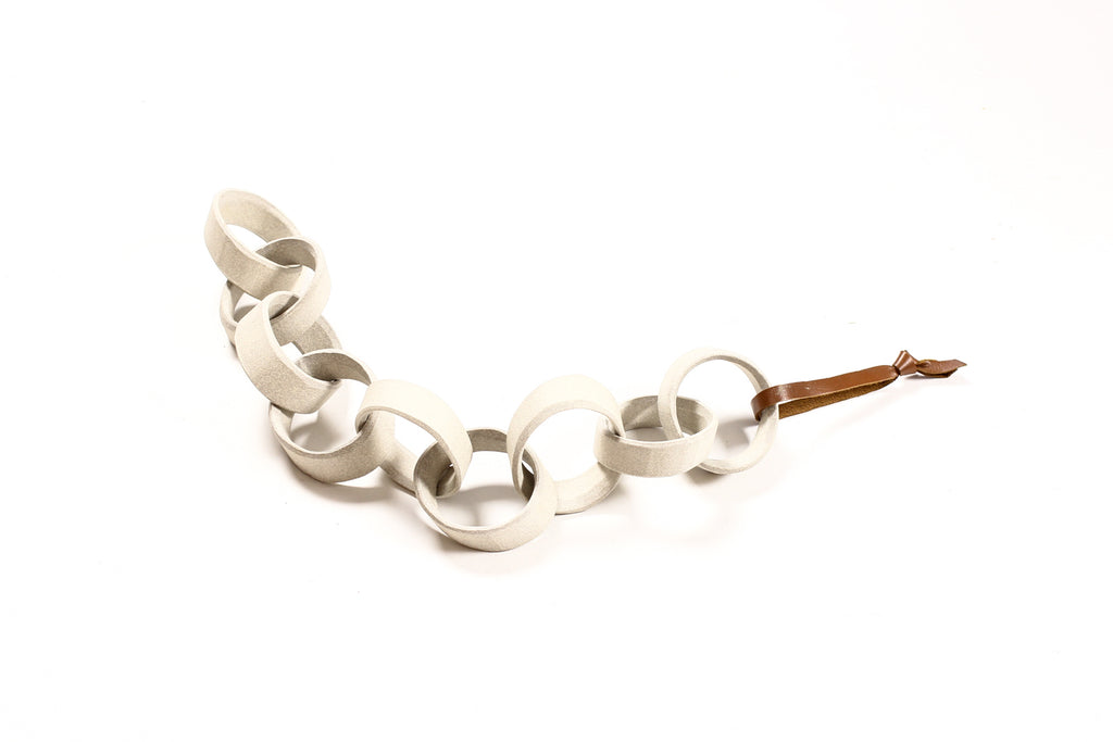 #1693 — Modernist Extruded Ceramic Wall Chain — White Stoneware — 9 Links