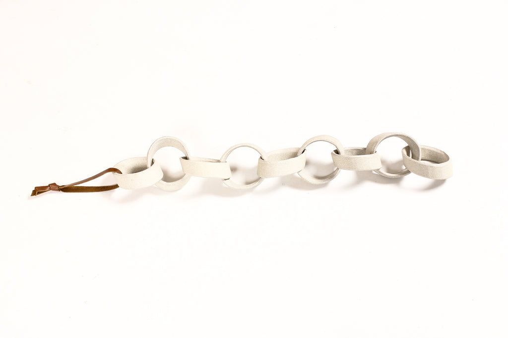 #1693 — Modernist Extruded Ceramic Wall Chain — White Stoneware — 9 Links