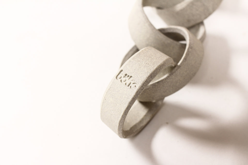 #1693 — Modernist Extruded Ceramic Wall Chain — White Stoneware — 9 Links